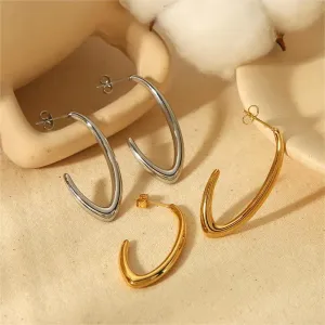 1 Paire De Boucles D'Oreilles Géométriques En Forme De C En Acier Inoxydable Plaqué Or  Personnalisées Pour Bijoux Pour Femmes À Porter Au Quotidien h5 
