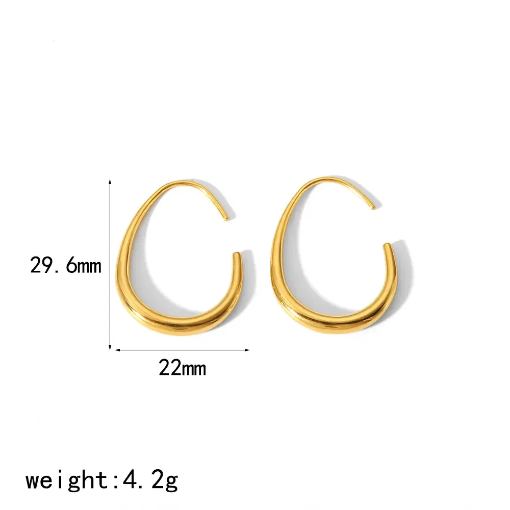 1 Paire De Boucles D'Oreilles Créoles Classiques Géométriques Simples En Acier Inoxydable Plaqué Or Pour Femme Image2