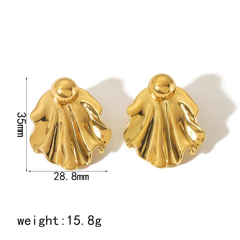 1 Paire De Boucles D'Oreilles Personnalisées En Acier Inoxydable Plaqué Or  En Forme D'Éventail Irrégulier Pour Bijoux Pour Femmes À Porter Au Quotidien Image2