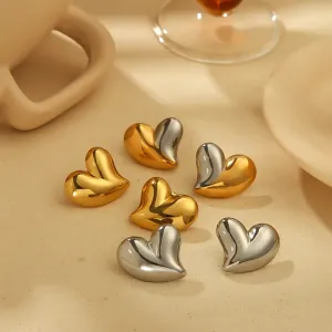 1 Paire De Boucles D'Oreilles Classiques En Acier Inoxydable Plaqué Or  En Forme De Cœur Brillant Asymétrique Pour Femme À Porter Au Quotidien h5 