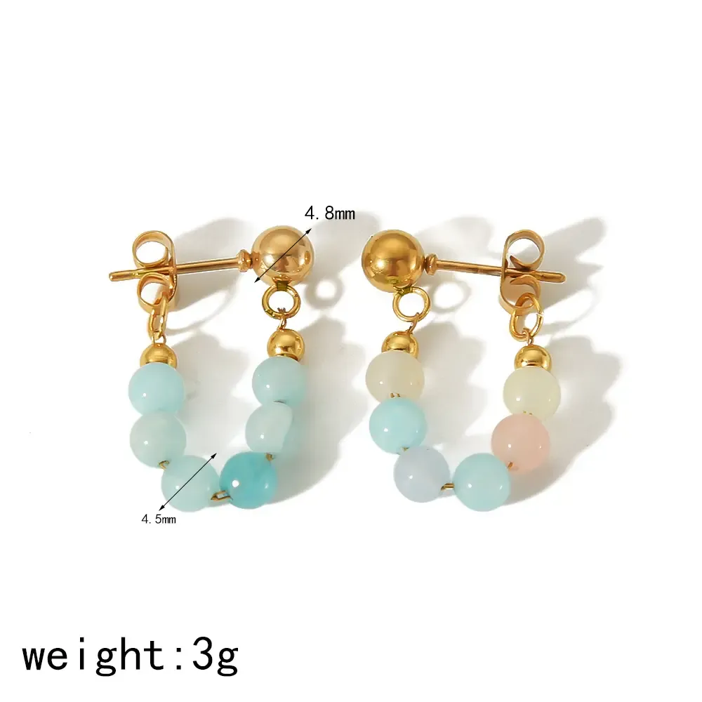 1 Paire De Boucles D'Oreilles Exquises Et À La Mode En Acier Inoxydable Plaqué Or  Avec Chaîne En Perles De Cristal Pour Bijoux Pour Femmes À Porter Au Quotidien Image2