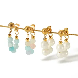 1 Paire De Boucles D'Oreilles Exquises Et À La Mode En Acier Inoxydable Plaqué Or  Avec Chaîne En Perles De Cristal Pour Bijoux Pour Femmes À Porter Au Quotidien h5 