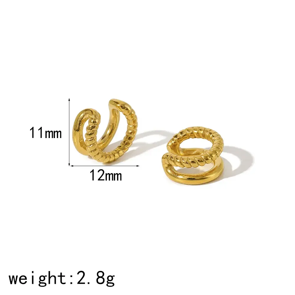 1 Paire De Clips D'Oreilles Élégants En Acier Inoxydable Plaqué Or, À Motif Géométrique Torsadé, Pour Un Usage Quotidien. Image2