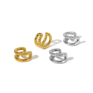 1 Paire De Clips D'Oreilles Élégants En Acier Inoxydable Plaqué Or, À Motif Géométrique Torsadé, Pour Un Usage Quotidien. h5 