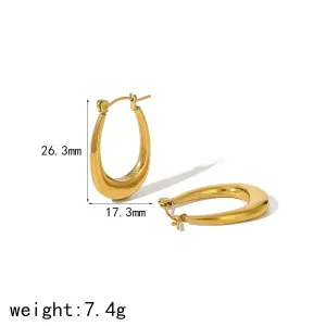 1 Paire De Boucles D'Oreilles Créoles Géométriques Simples En Acier Inoxydable Plaqué Or Pour Femme h5 Image2