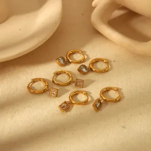 1 Pièce De Boucles D'Oreilles Pendantes Carrées Géométriques En Forme De Cœur En Acier Inoxydable Plaqué Or Classiques Pour Femmes À Porter Au Quotidien h5