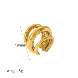 1 Pince D'Oreille Géométrique Brillante En Acier Inoxydable Plaqué Or, À La Fois Créative Et Tendance, Pour Femme, À Porter Au Quotidien. h5 Image2