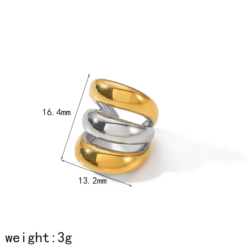 1 Paire De Manchettes D'Oreilles Femme En Acier Inoxydable Plaqué Or, Style Géométrique Décontracté Et Simple 