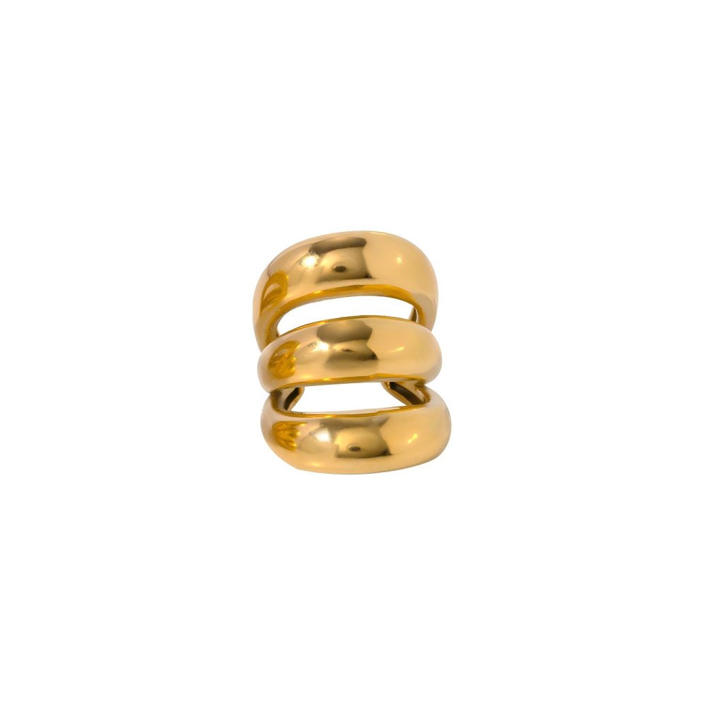 1 Paire De Manchettes D'Oreilles Femme En Acier Inoxydable Plaqué Or, Style Géométrique Classique Et Simple 