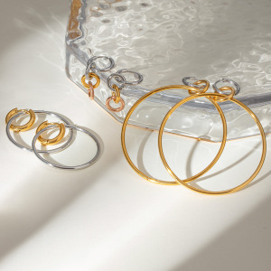 1 Paire De Boucles D'Oreilles Créoles Géométriques Simples En Acier Inoxydable Plaqué Or Pour Femme h5