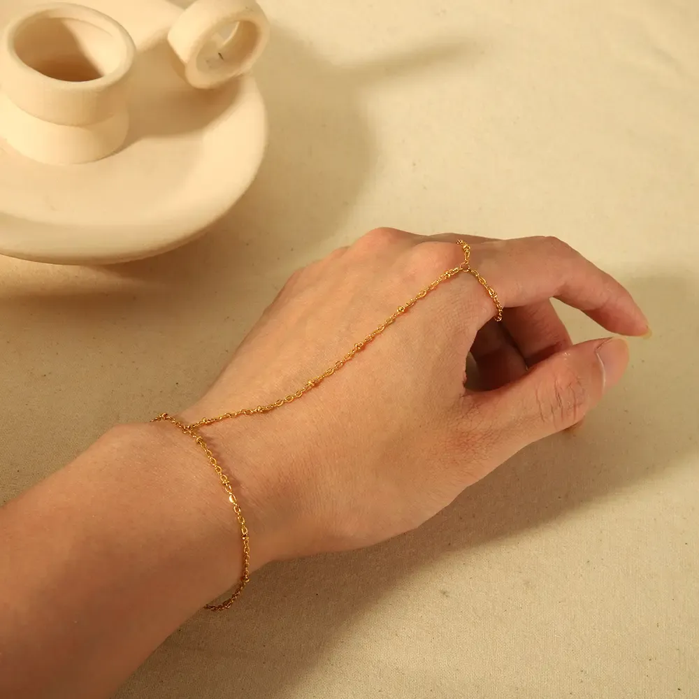 1 Paire De Bracelets Élégants Et Simples En Acier Inoxydable Plaqué Or  Avec Chaîne En Zircon Pour Bijoux Pour Femmes À Porter Au Quotidien 