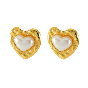 1 Paire De Boucles D'Oreilles À Tige En Acier Inoxydable Plaqué Or Avec Perles Pour Femme, Style Décontracté, Série Simple h5