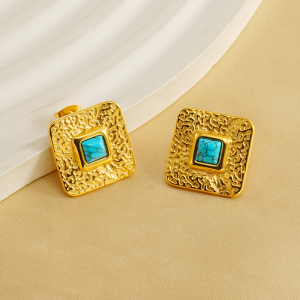 1 Paire De Boucles D'Oreilles À Tige Géométriques Simples En Acier Inoxydable Plaqué Or Pour Femme h5