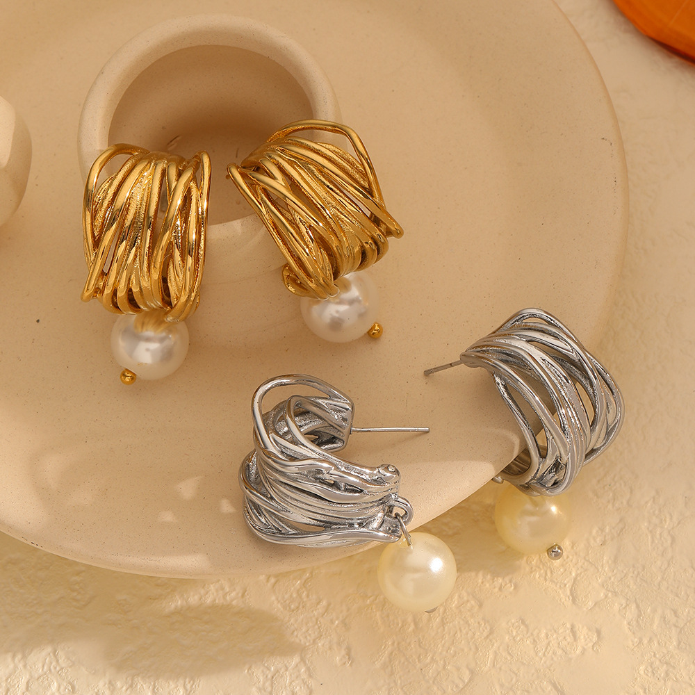 1 Paire De Boucles D'Oreilles Pendantes Plaquées Or, Collection Rétro Classique Pour Femme