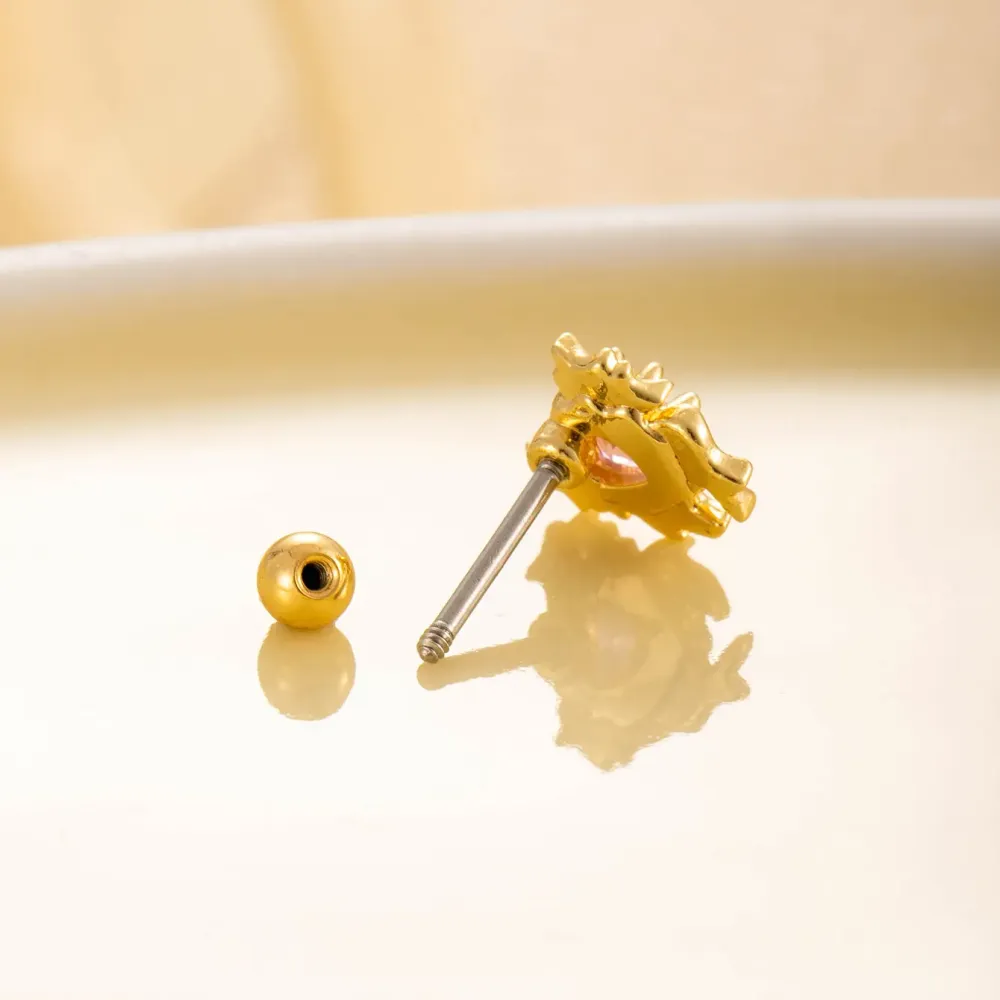 Boucles D'Oreilles Piercing Pour Femme, 1 Pièce, Série Simple Heart, En Acier Titane Sans Placage, Avec Zircon.