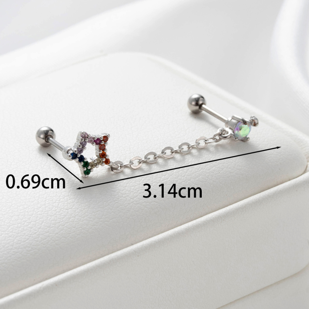 Boucles D'Oreilles Piercing Femme Simple Series Simple Geometric En Acier Titane Sans Placage, Ornées De Zircon 