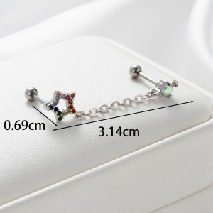 Boucles D'Oreilles Piercing Femme Simple Series Simple Geometric En Acier Titane Sans Placage, Ornées De Zircon h5 