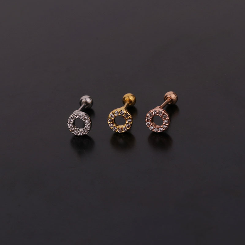 Boucles D'Oreilles Piercing Femme Simple Series Simple Animal En Acier Titane Sans Placage, Avec Zircon. 