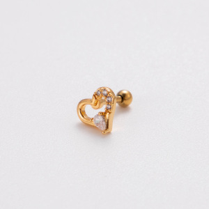 Boucles D'Oreilles Piercing Pour Femme, 1 Pièce, Série Simple Heart, En Acier Titane Sans Placage, Avec Zircon. h5 