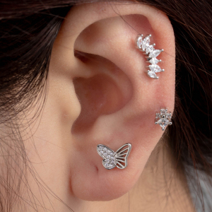 Boucles D'Oreilles Piercing Femme Simple Series Simple Animal En Acier Titane Sans Placage, Avec Zircon. h5 Image2