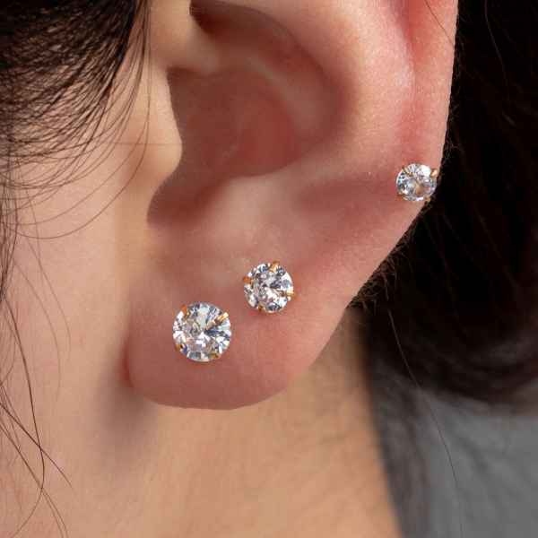 Boucles D'Oreilles Piercing Pour Femme, 1 Pièce, Série Simple, Géométriques, En Acier Titane Sans Placage, Avec Zircon. Image2