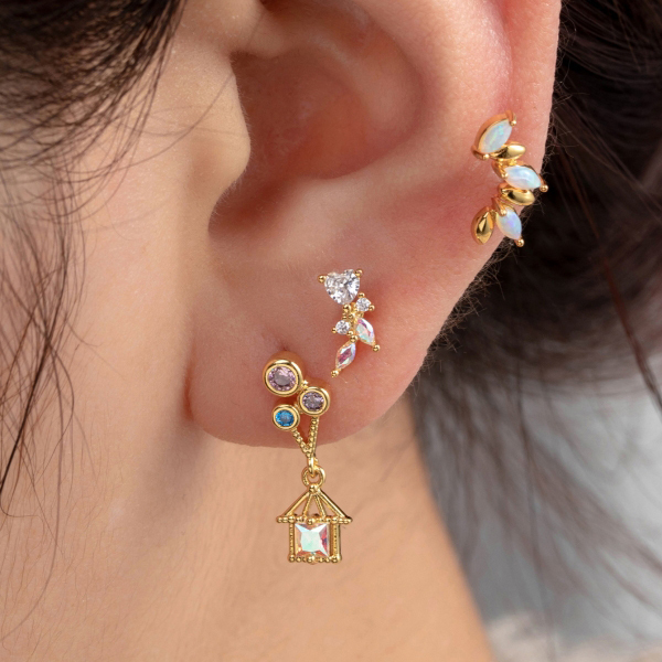 Boucles D'Oreilles Piercing Femme Simple Series Classic Heart En Acier Titane Sans Placage, Ornées De Zircon. Image2
