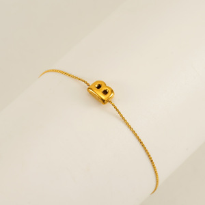 Bracelet Chaîne Unisexe En Acier Inoxydable Plaqué Or , Série Simple, Lettre Quotidienne, 1 Pièce h5 
