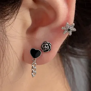 Boucles D'Oreilles Piercing Femme Simple Series Classic Heart En Acier Titane Sans Placage, Ornées De Zircon. h5 Image2