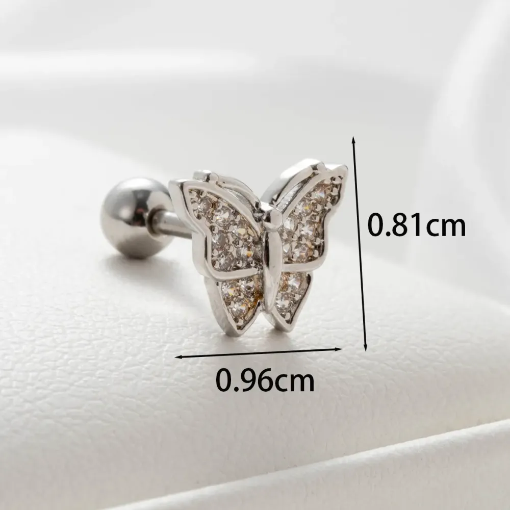 Boucles D'Oreilles Piercing Femme Simple Series Simple Flower En Acier Titane Sans Placage, Ornées De Zircon. 