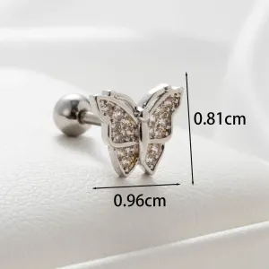 Boucles D'Oreilles Piercing Femme Simple Series Simple Flower En Acier Titane Sans Placage, Ornées De Zircon. h5 