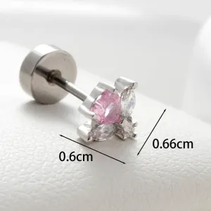 Boucles D'Oreilles Piercing Femme Simple Series Classic Heart En Acier Titane Sans Placage, Ornées De Zircon. h5 