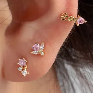 Boucles D'Oreilles Piercing Femme Simple Series Classic Heart En Acier Titane Sans Placage, Ornées De Zircon. h5 Image2