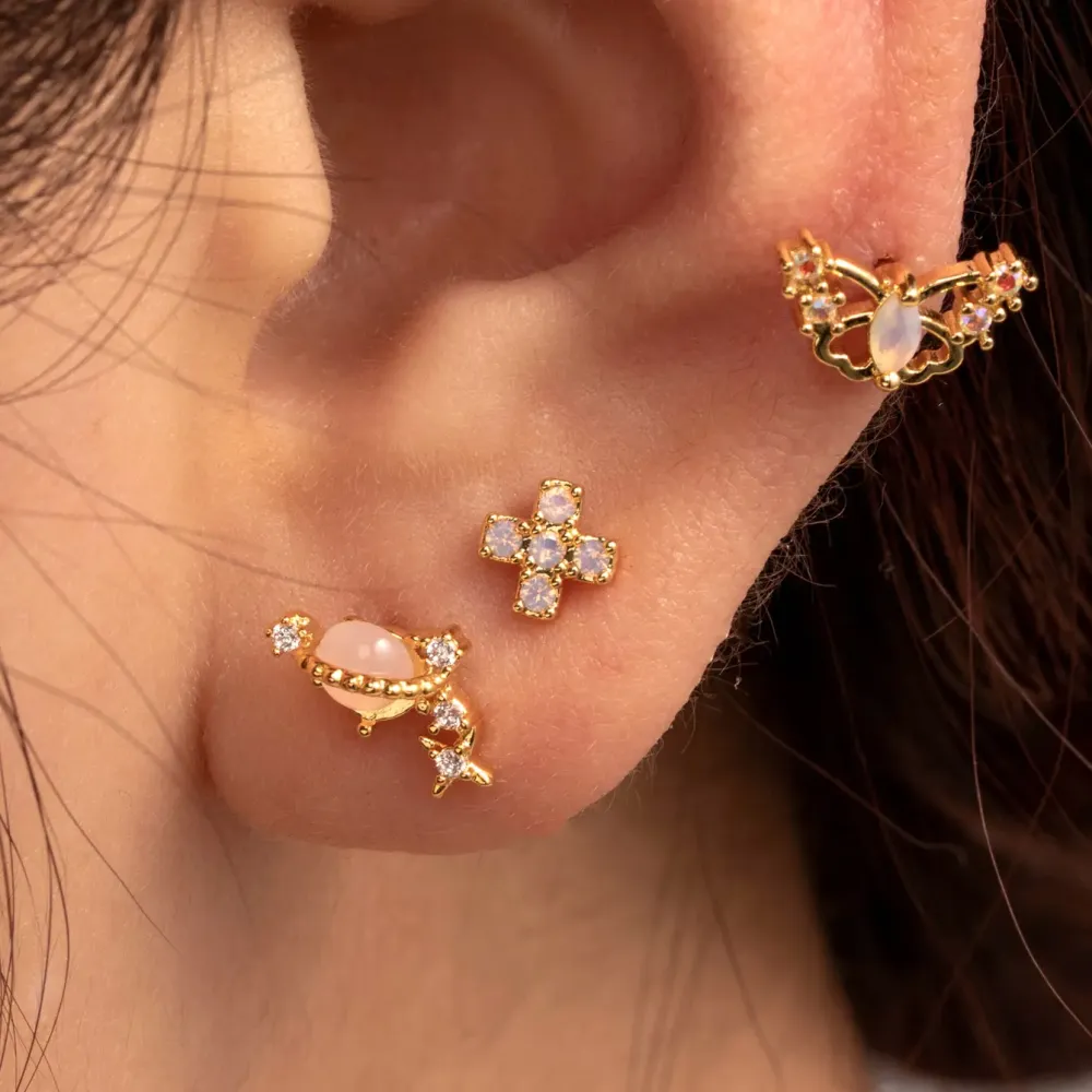 Boucles D'Oreilles Piercing Femme Simple Series Classic Animal En Acier Titane Sans Placage, Ornées De Zircon. h5Image2