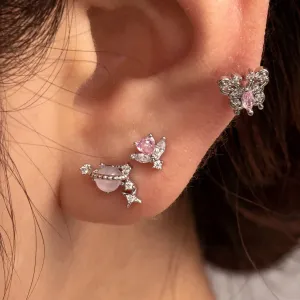 Boucles D'Oreilles Piercing Femme Simple Series Classic Heart En Acier Titane Sans Placage, Ornées De Zircon. h5 Image2