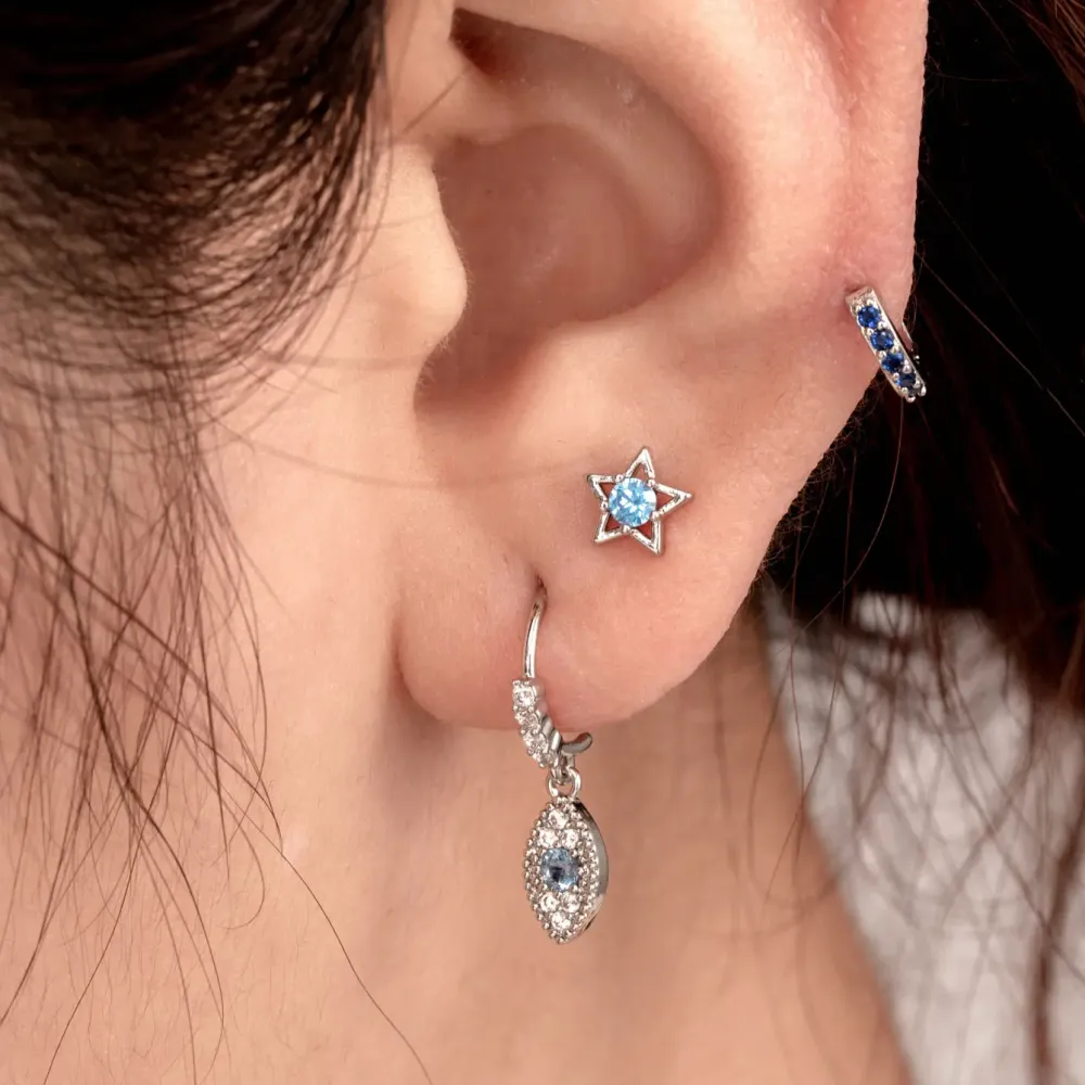 Boucles D'Oreilles Piercing Femme Simple Series Simple Geometric En Cuivre Sans Placage, Ornées De Zircon h5Image2