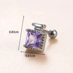 Boucles D'Oreilles Piercing Femme Simple Series Classic Heart En Acier Titane Sans Placage, Ornées De Zircon. h5 