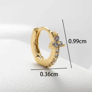 Boucles D'Oreilles Piercing Femme Simple Series Classic Plant En Cuivre Sans Placage, Ornées De Zircon. h5
