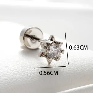 Boucles D'Oreilles Piercing Femme Simple Series Daily Geometric En Cuivre Sans Placage, Ornées De Zircon. h5 