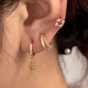 Boucles D'Oreilles Piercing Femme Simple Series Simple Geometric En Cuivre Sans Placage, Ornées De Zircon h5 Image2