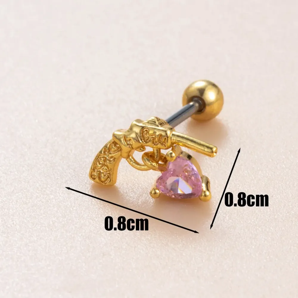 Boucles D'Oreilles Piercing Pour Femme, 1 Pièce, Série Simple, Cœur Simple, Cuivre, Sans Plaquage, Zircon.