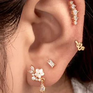 Boucles D'Oreilles Piercing Femme Simple Series Simple Flower En Cuivre Sans Placage, Avec Zircon. h5 Image2