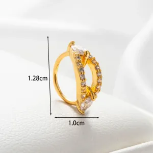 Boucles D'Oreilles Piercing Pour Femme, 1 Pièce, Série Simple, Cœur Simple, Cuivre, Sans Plaquage, Zircon. h5