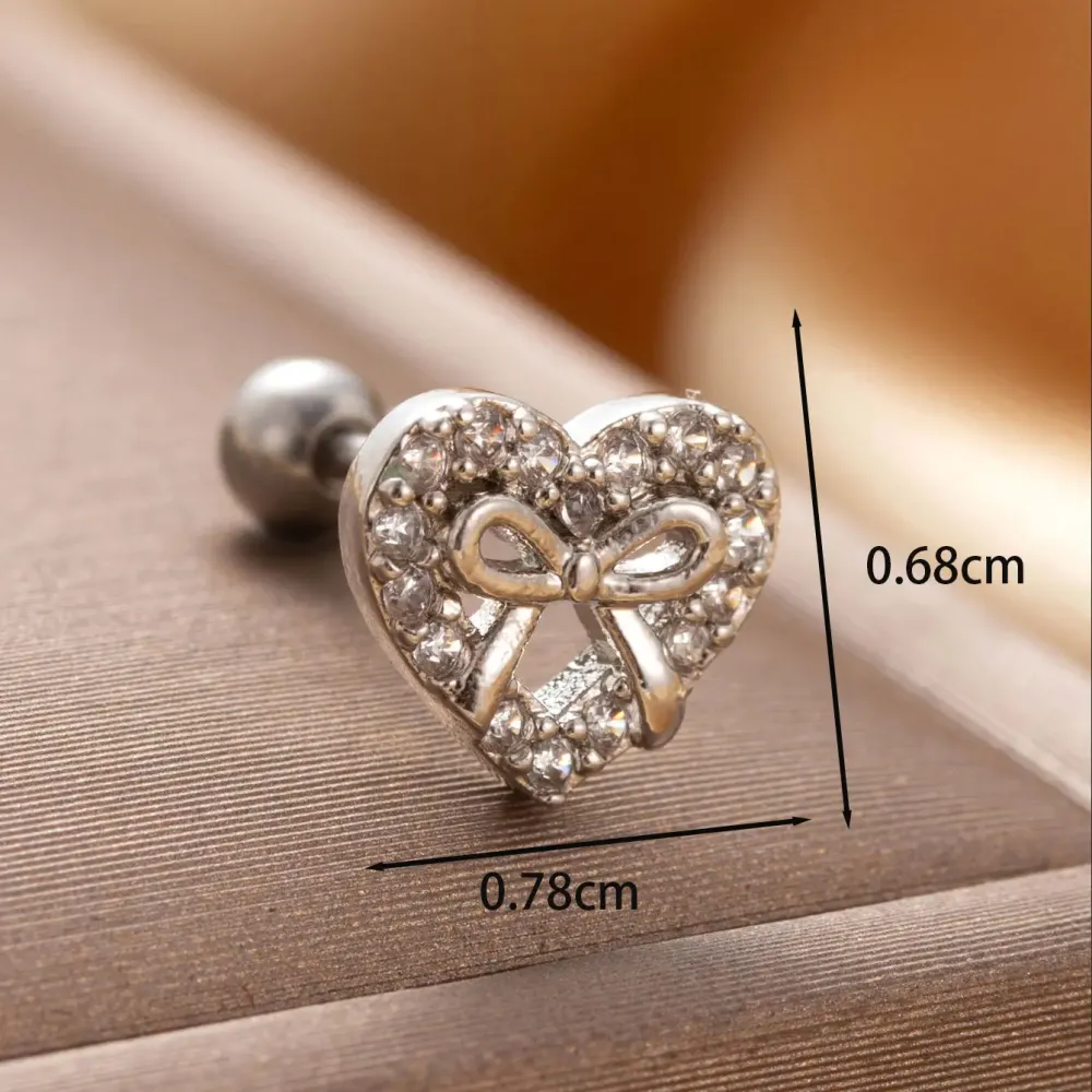 Boucles D'Oreilles Piercing Femme Simple Series Classic Heart En Cuivre Sans Placage, Ornées De Zircon. 