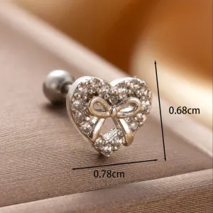Boucles D'Oreilles Piercing Femme Simple Series Classic Heart En Cuivre Sans Placage, Ornées De Zircon. h5 