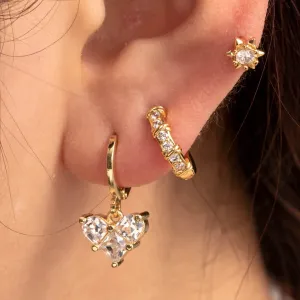 Boucles D'Oreilles Piercing Femme Simple Series Classic Heart En Cuivre Sans Placage, Ornées De Zircon. h5 Image2