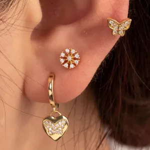Boucles D'Oreilles Piercing Femme Simple Series Classic Heart En Cuivre Sans Placage, Ornées De Zircon. h5 Image2