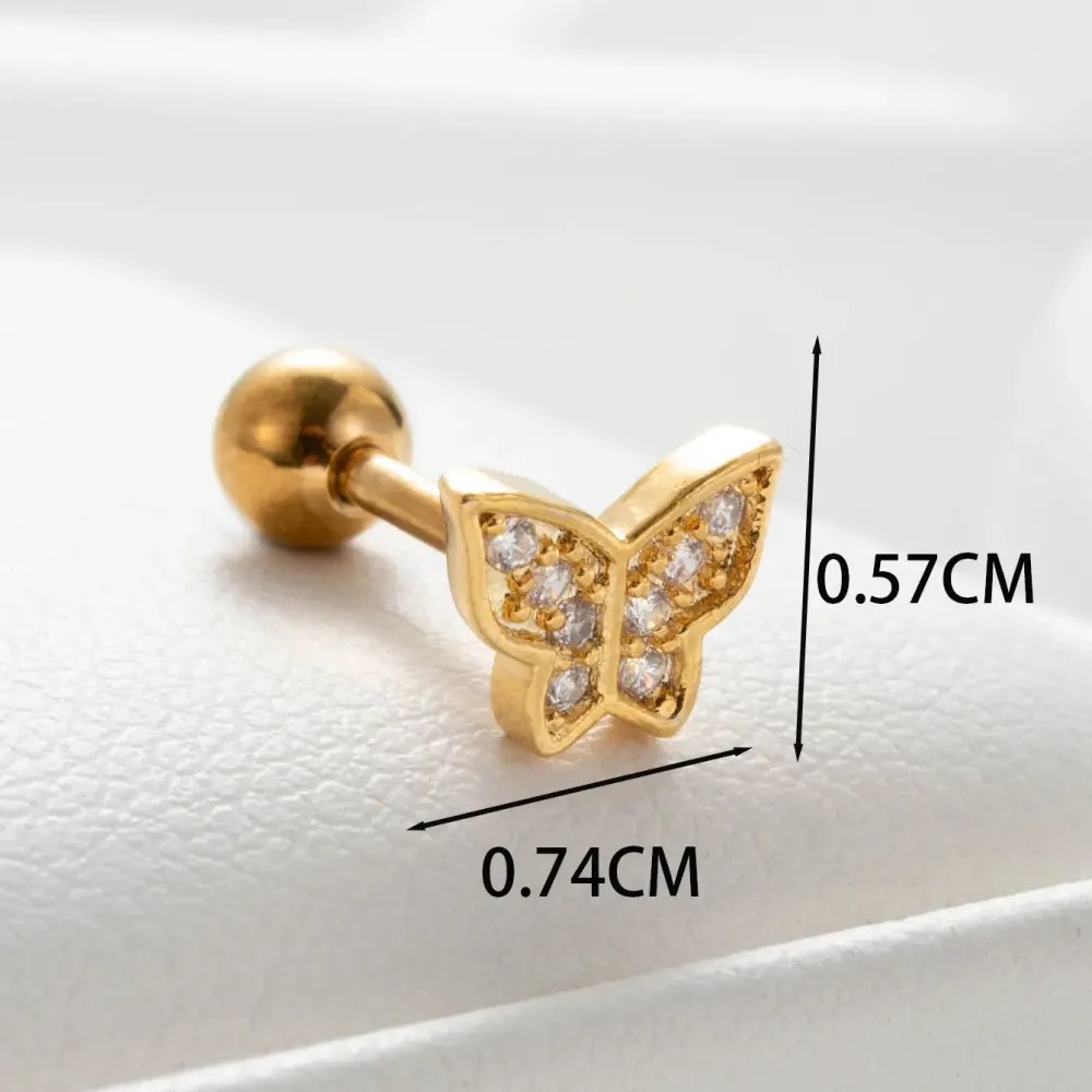Boucles D'Oreilles Piercing Femme Simple Series Classic Heart En Cuivre Sans Placage, Ornées De Zircon. 