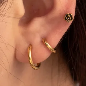 Boucles D'Oreilles Piercing Pour Femme, Modèle Simple Series Classic Flower, En Acier Titane Sans Placage. h5 Image2