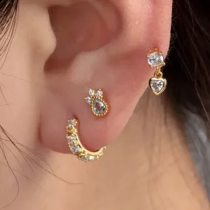 Boucles D'Oreilles Piercing Femme Simple Series Classic Heart En Cuivre Sans Placage, Ornées De Zircon. h5 Image2