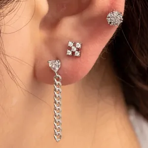 Boucles D'Oreilles Piercing Femme Simple Series Classic Heart En Acier Titane Sans Placage, Ornées De Zircon. h5 Image2